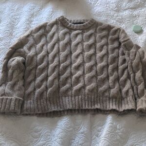 Cozy Cable Knit Sweater - Tan